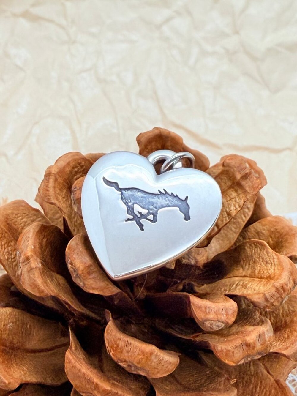 James Avery SMU Mustangs Classic Heart Charm Sterling Silver